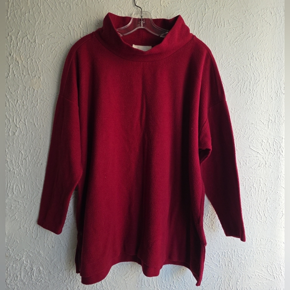 Anthropologie Deep Red Turtleneck Sweater